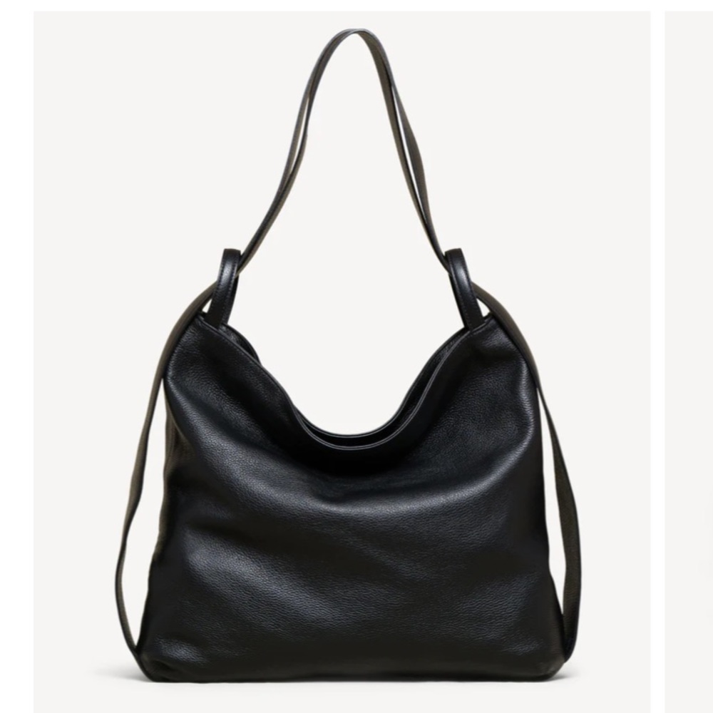 M. GEMI black leather convertible backpack and tote